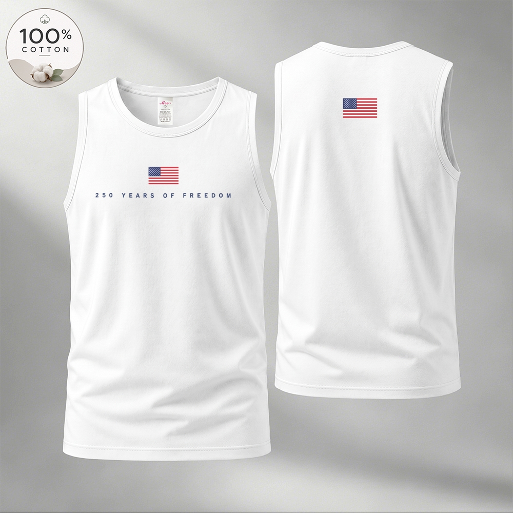 Men’s 100% Cotton Classic American Graphic Tank Top, Vintage Streetwear Oversized Crew Neck, Soft Breathable Casual Sleeveless Top for Summer Daily Wear-07