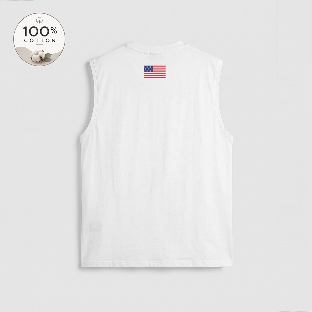 Men’s 100% Cotton Classic American Graphic Tank Top, Vintage Streetwear Oversized Crew Neck, Soft Breathable Casual Sleeveless Top for Summer Daily Wear-07