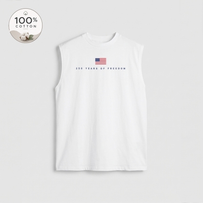 Men’s 100% Cotton Classic American Graphic Tank Top, Vintage Streetwear Oversized Crew Neck, Soft Breathable Casual Sleeveless Top for Summer Daily Wear-07