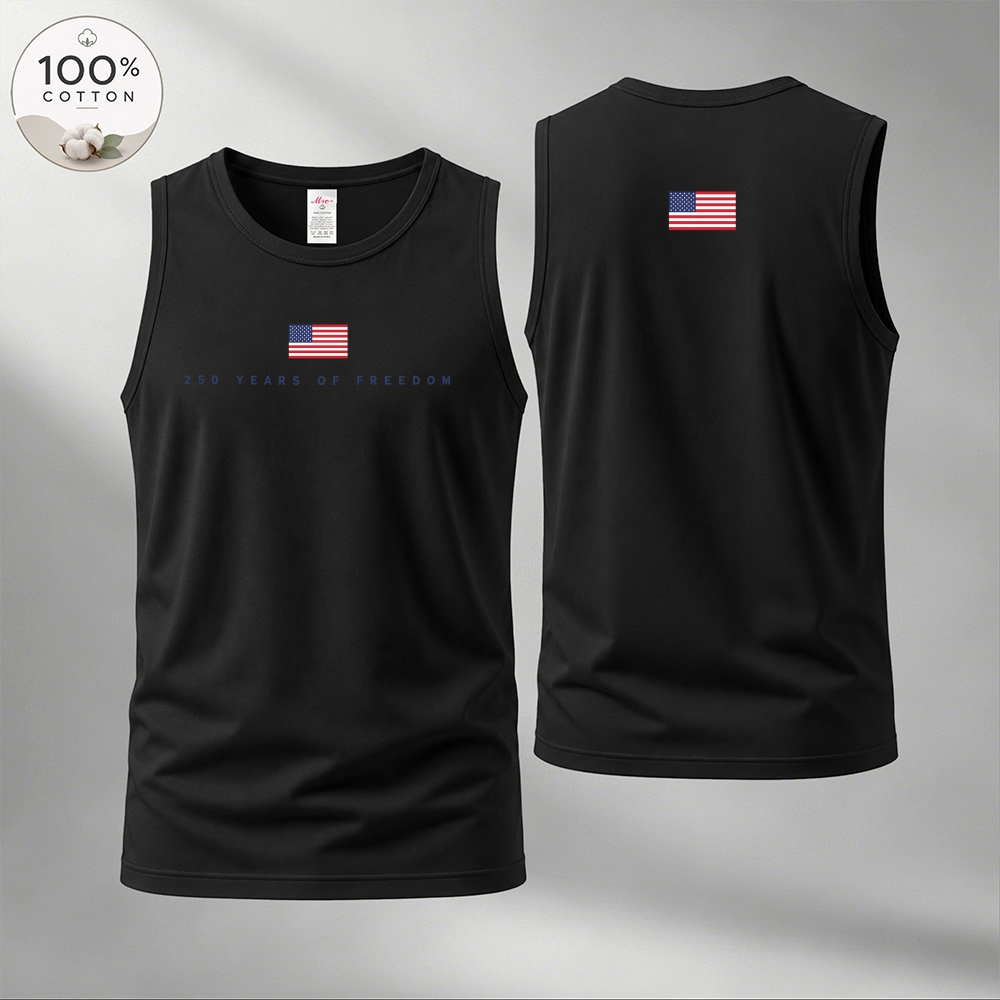 Men’s 100% Cotton Classic American Graphic Tank Top, Vintage Streetwear Oversized Crew Neck, Soft Breathable Casual Sleeveless Top for Summer Daily Wear-07