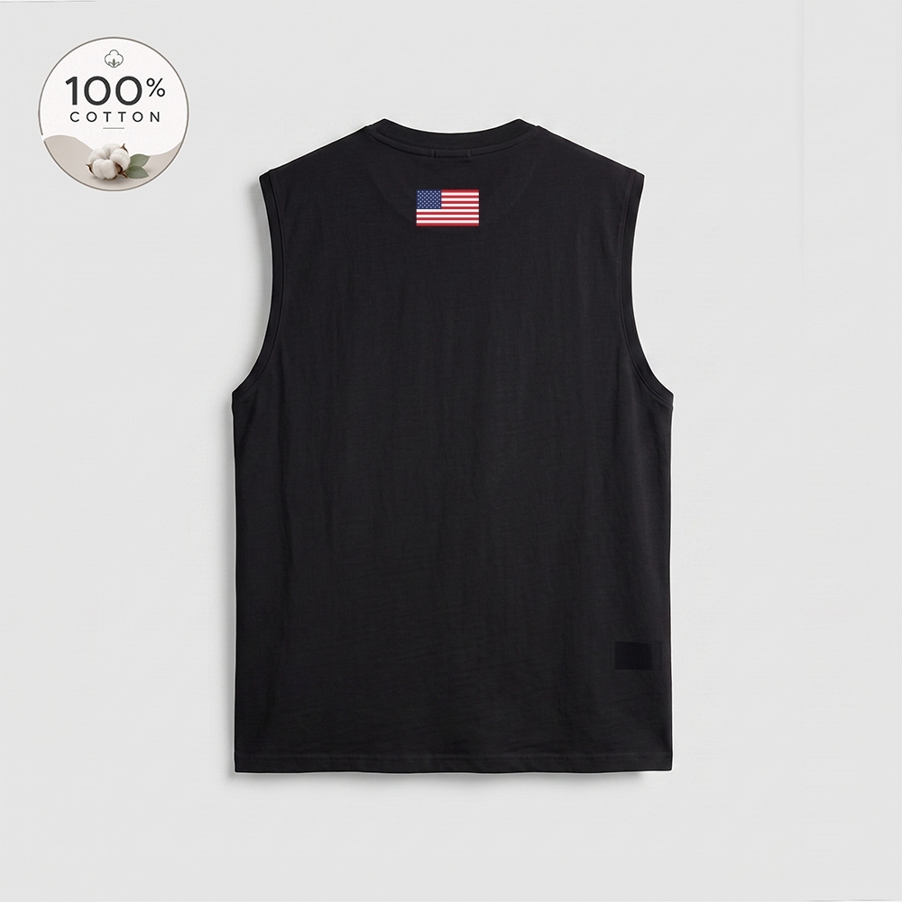 Men’s 100% Cotton Classic American Graphic Tank Top, Vintage Streetwear Oversized Crew Neck, Soft Breathable Casual Sleeveless Top for Summer Daily Wear-07