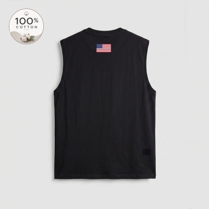 Men’s 100% Cotton Classic American Graphic Tank Top, Vintage Streetwear Oversized Crew Neck, Soft Breathable Casual Sleeveless Top for Summer Daily Wear-07