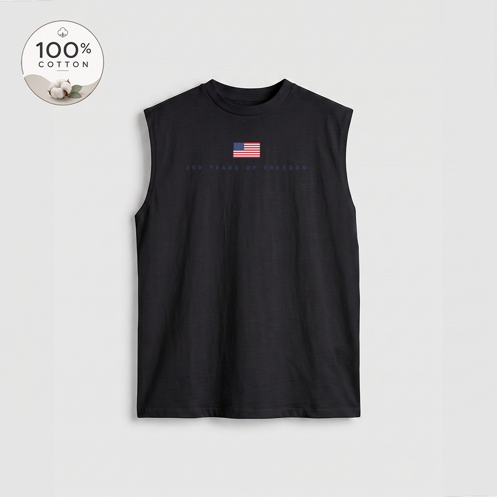 Men’s 100% Cotton Classic American Graphic Tank Top, Vintage Streetwear Oversized Crew Neck, Soft Breathable Casual Sleeveless Top for Summer Daily Wear-07