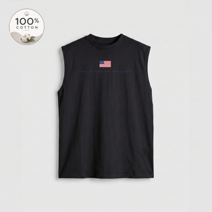 Men’s 100% Cotton Classic American Graphic Tank Top, Vintage Streetwear Oversized Crew Neck, Soft Breathable Casual Sleeveless Top for Summer Daily Wear-07