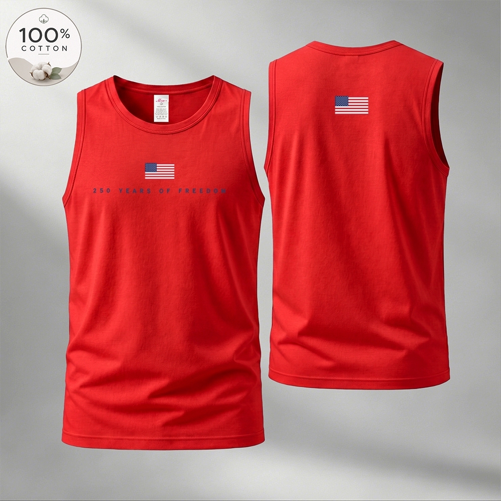 Men’s 100% Cotton Classic American Graphic Tank Top, Vintage Streetwear Oversized Crew Neck, Soft Breathable Casual Sleeveless Top for Summer Daily Wear-07
