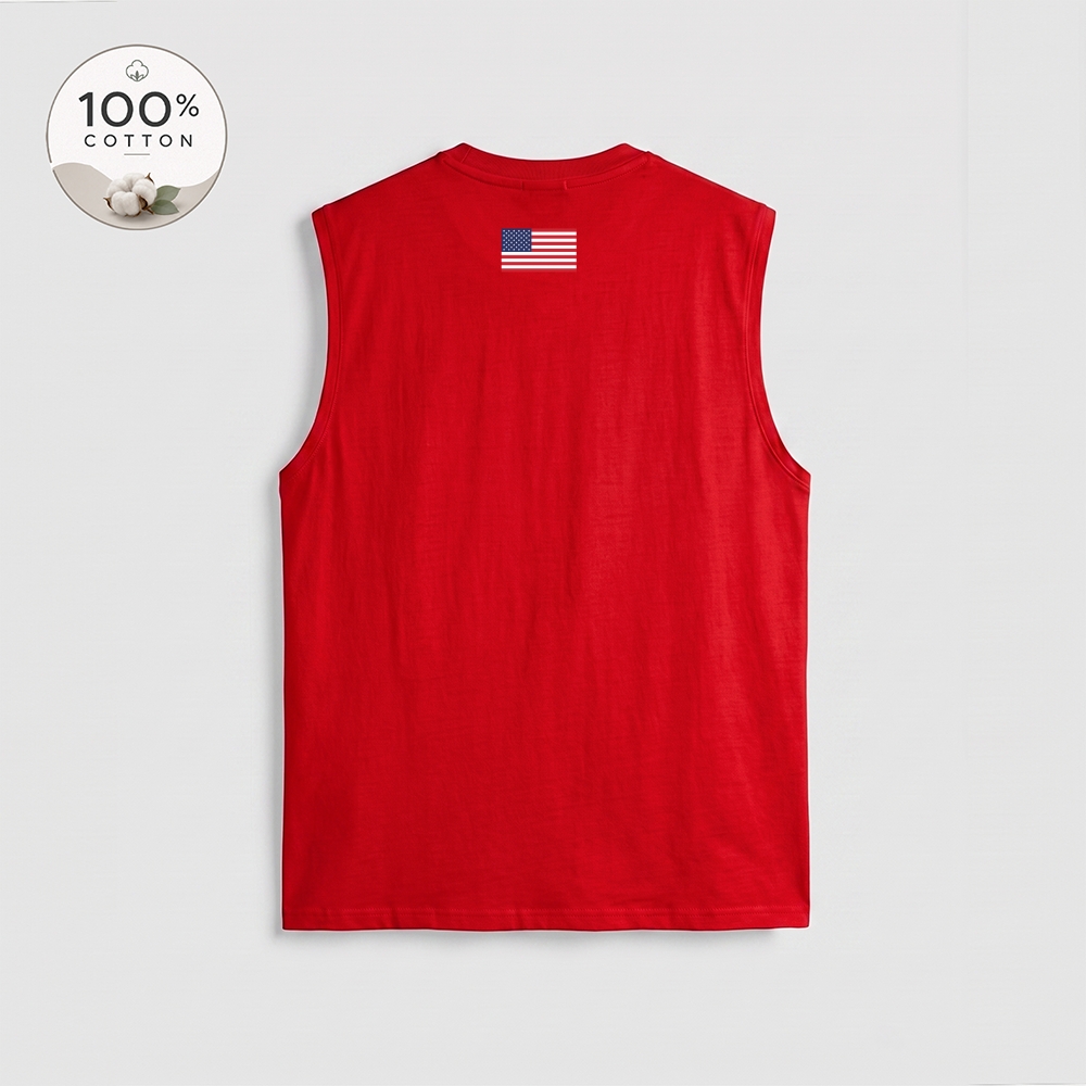 Men’s 100% Cotton Classic American Graphic Tank Top, Vintage Streetwear Oversized Crew Neck, Soft Breathable Casual Sleeveless Top for Summer Daily Wear-07