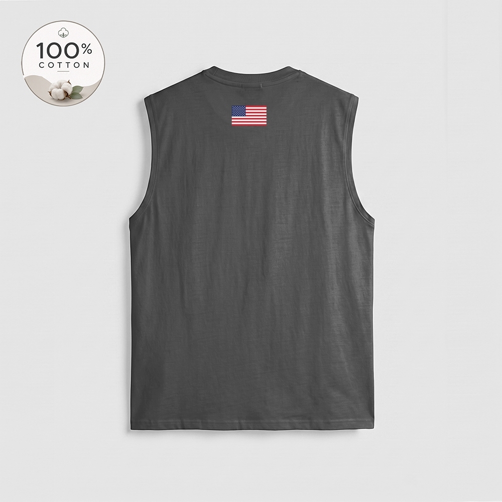 Men’s 100% Cotton Classic American Graphic Tank Top, Vintage Streetwear Oversized Crew Neck, Soft Breathable Casual Sleeveless Top for Summer Daily Wear-07