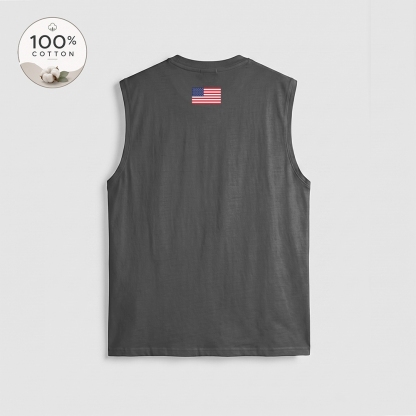 Men’s 100% Cotton Classic American Graphic Tank Top, Vintage Streetwear Oversized Crew Neck, Soft Breathable Casual Sleeveless Top for Summer Daily Wear-07