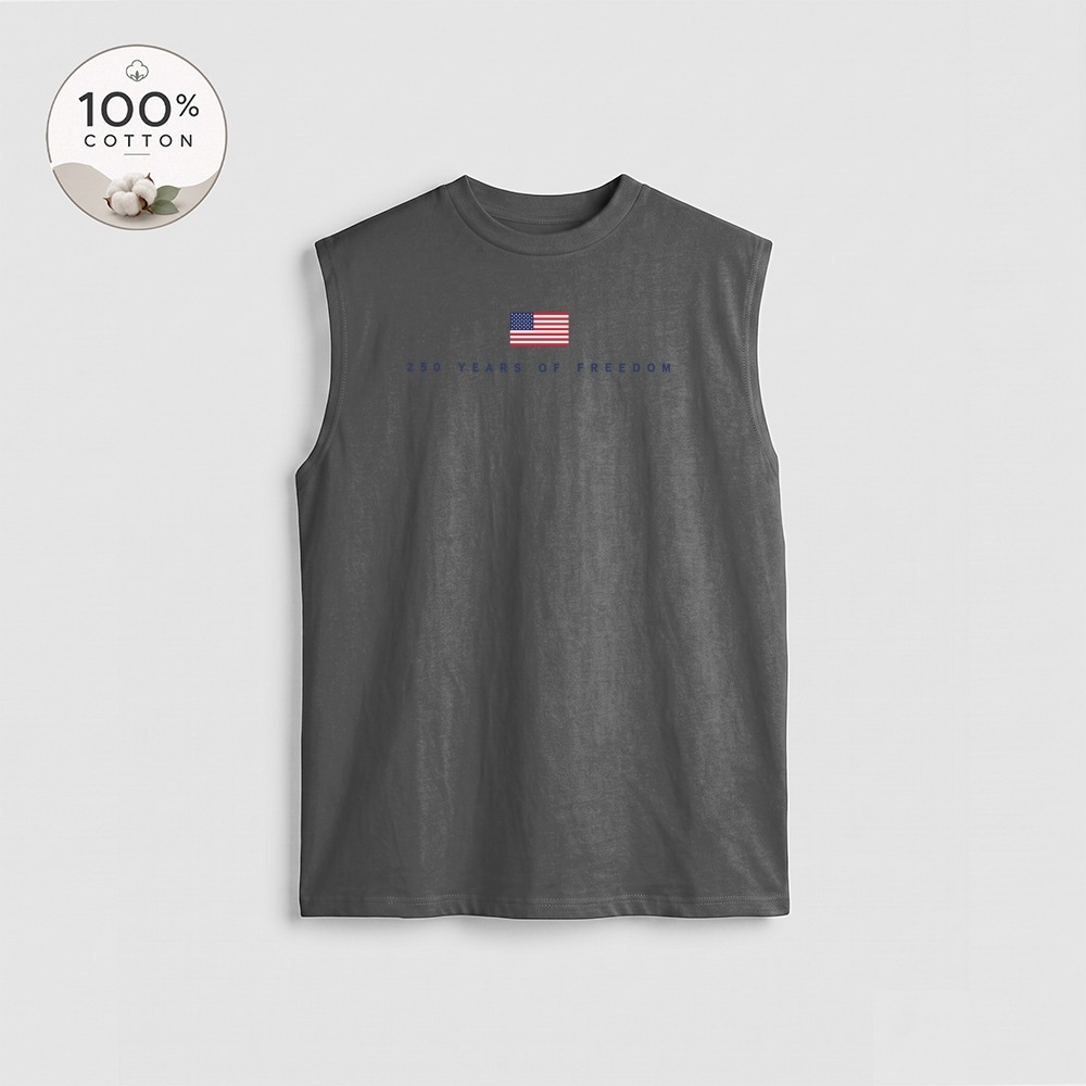 Men’s 100% Cotton Classic American Graphic Tank Top, Vintage Streetwear Oversized Crew Neck, Soft Breathable Casual Sleeveless Top for Summer Daily Wear-07