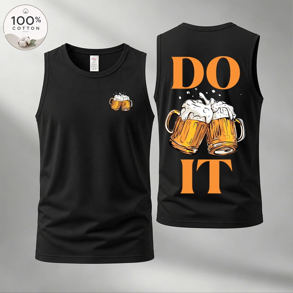 Men’s 100% Cotton Classic American Graphic Tank Top, Vintage Streetwear Oversized Crew Neck, Soft Breathable Casual Sleeveless Top for Summer Daily Wear-09