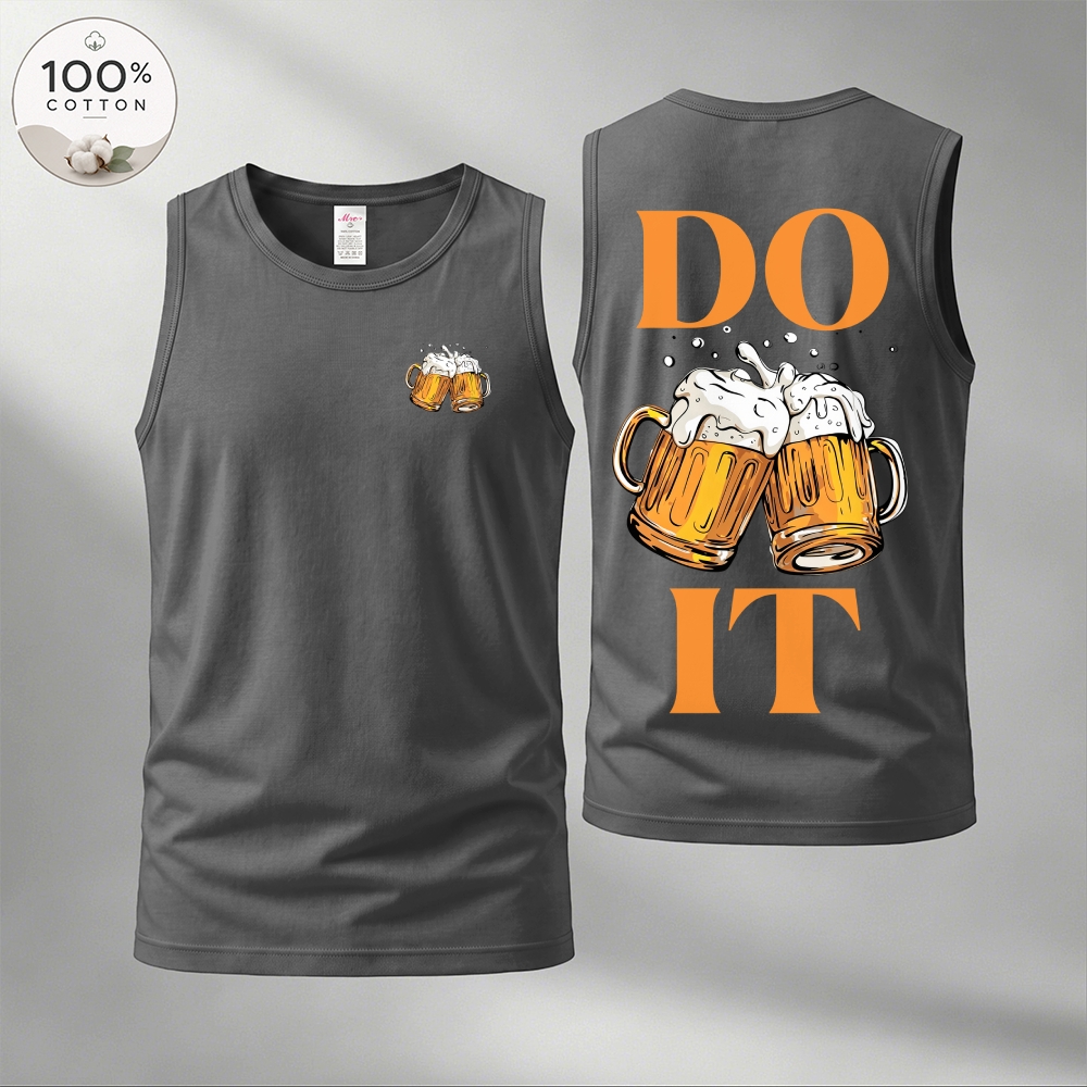 Men’s 100% Cotton Classic American Graphic Tank Top, Vintage Streetwear Oversized Crew Neck, Soft Breathable Casual Sleeveless Top for Summer Daily Wear-09