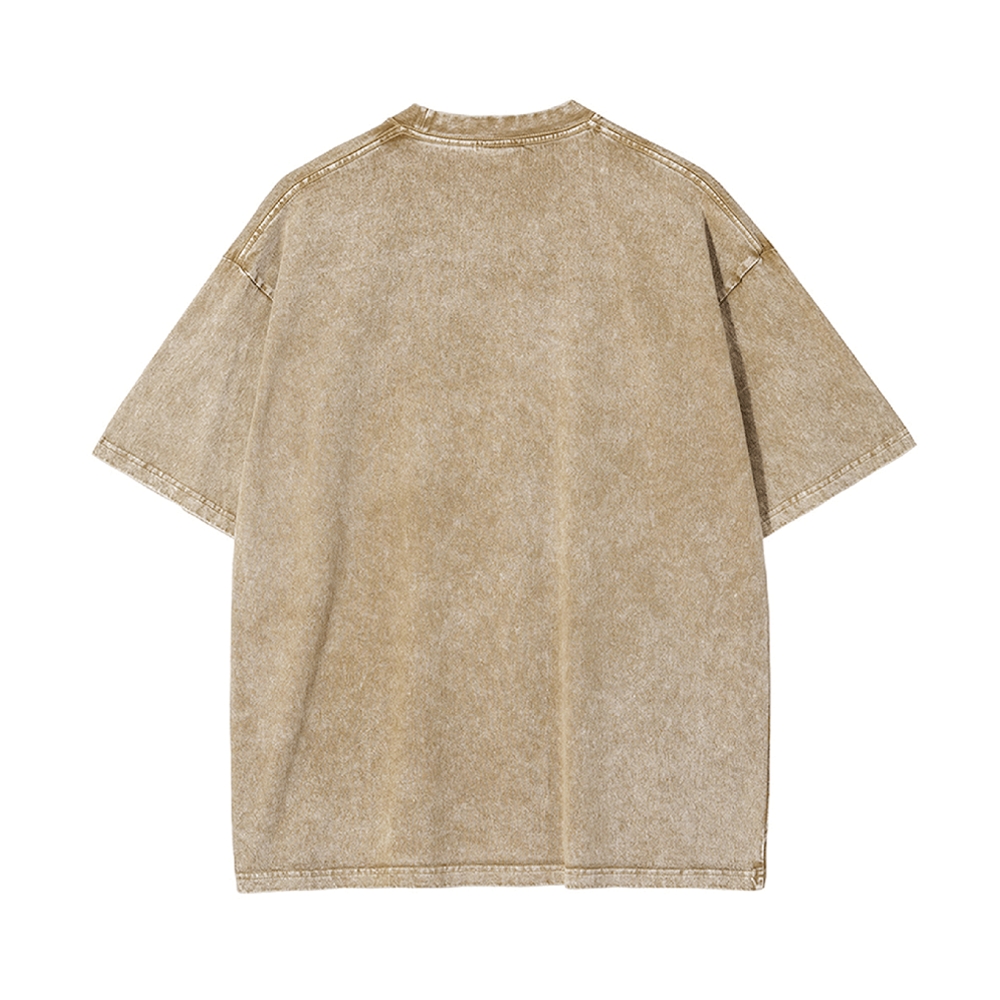 Men’s 100% Cotton Washed T-Shirt, Vintage Streetwear Oversized Short Sleeve Crew Neck Tee, Soft Breathable Casual Top for Summer Daily Wear