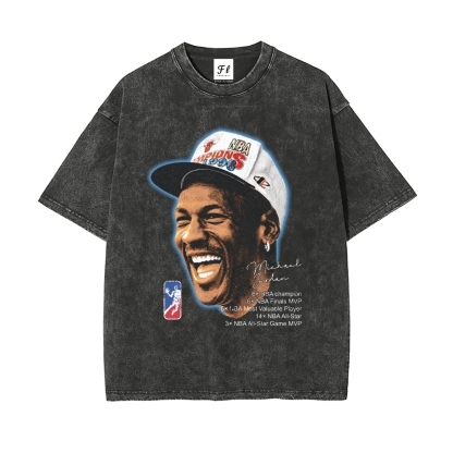 Men’s 100% Cotton Washed T-Shirt, Vintage Streetwear Oversized Short Sleeve Crew Neck Tee, Soft Breathable Casual Top for Summer Daily Wear-88