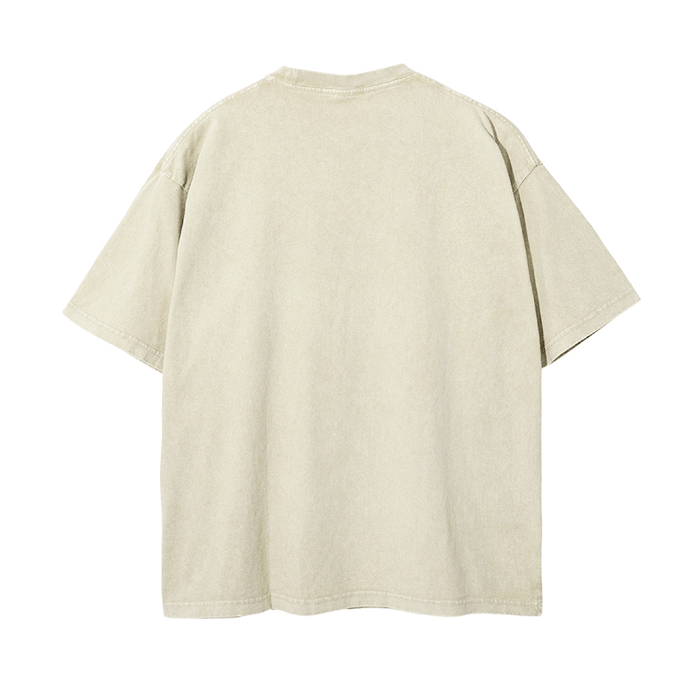 Men’s 100% Cotton Washed T-Shirt, Vintage Streetwear Oversized Short Sleeve Crew Neck Tee, Soft Breathable Casual Top for Summer Daily Wear-87