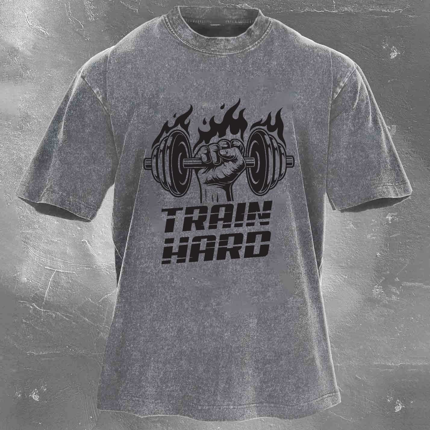 TRAIN HARD Men's Washed T-shirt