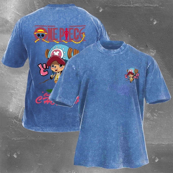 Classic Popular Anime Print Retro Washed Short Sleeves 07