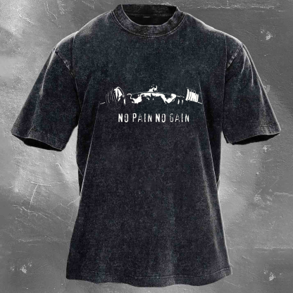 NO PAIN NO GAIN Men's Washed T-shirt