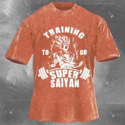 Fitness Print Washed Vintage Short Sleeves 18