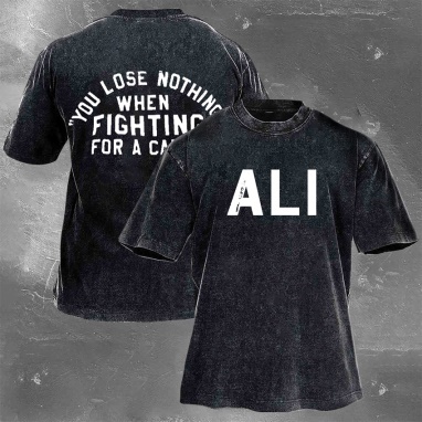 Muhammad Ali Printed Washed Retro Casual Short Sleeves 02
