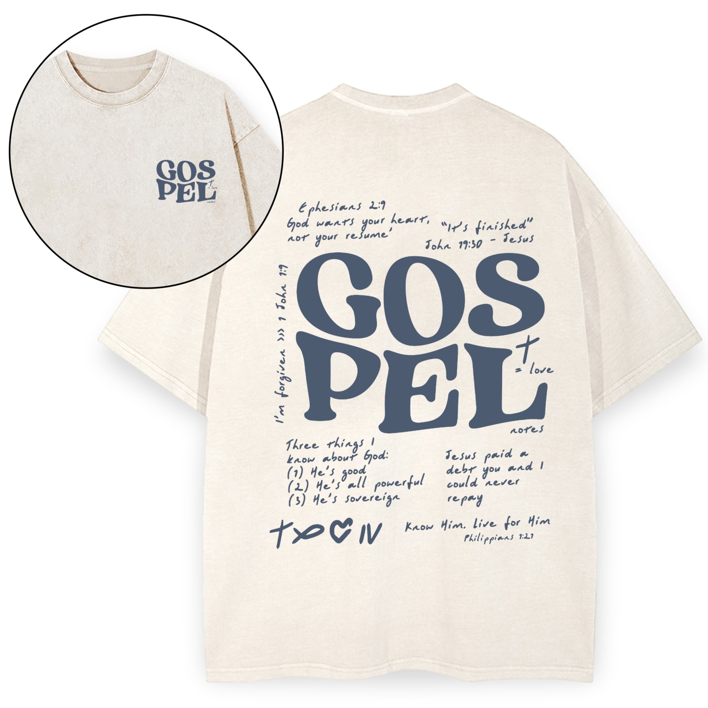 GOSPEL Notes Christian Washed Vintage T-Shirt