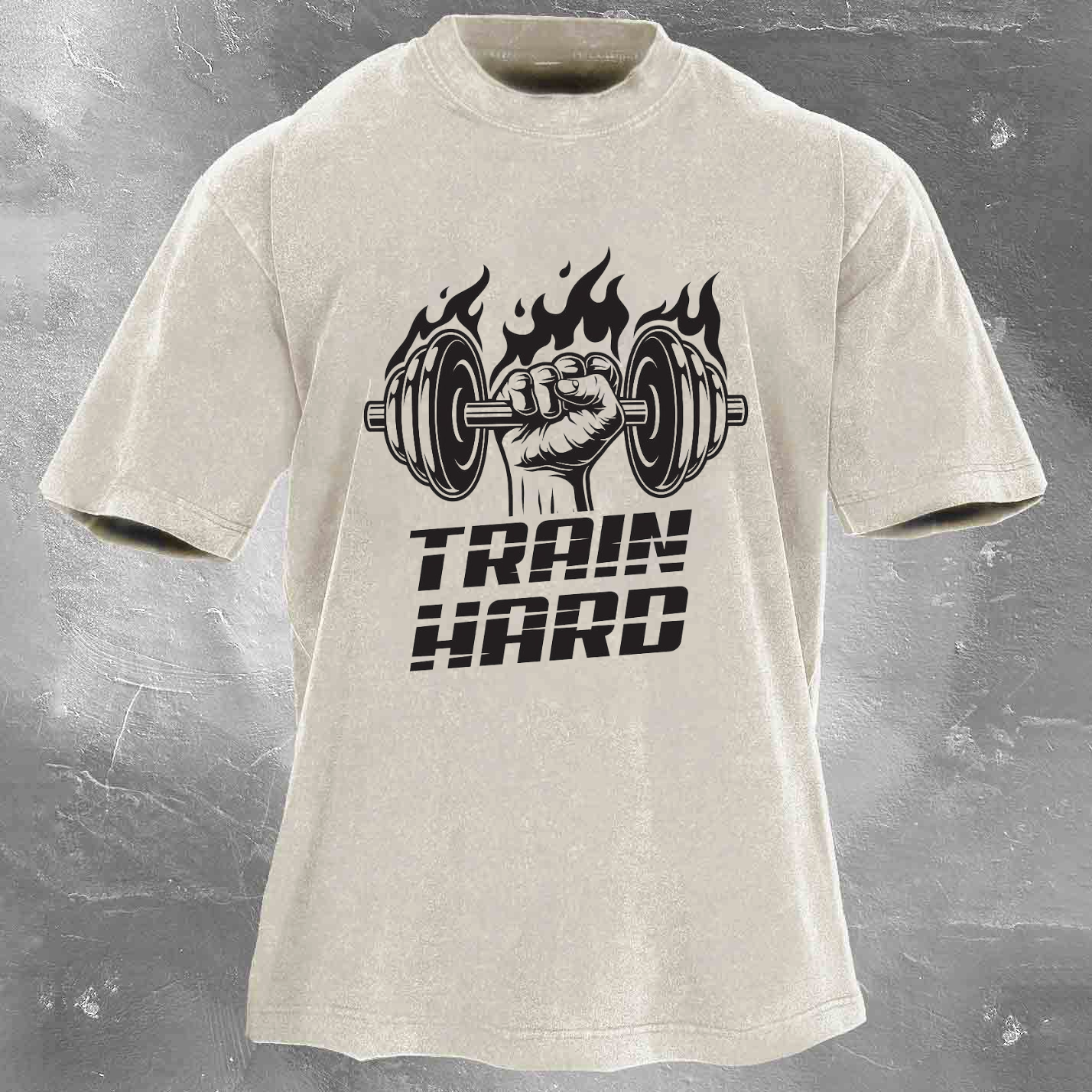 TRAIN HARD Men's Washed T-shirt