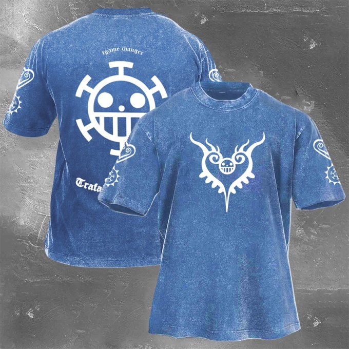 Classic Popular Anime Print Retro Washed Short Sleeves 02