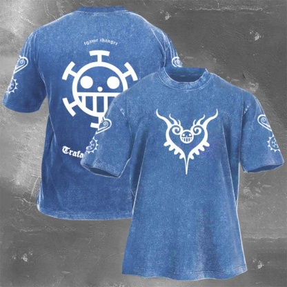 Classic Popular Anime Print Retro Washed Short Sleeves 02