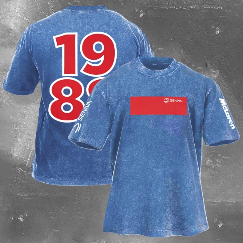 Popular Racing Driver Print Washed Retro Casual T-Shirt 02