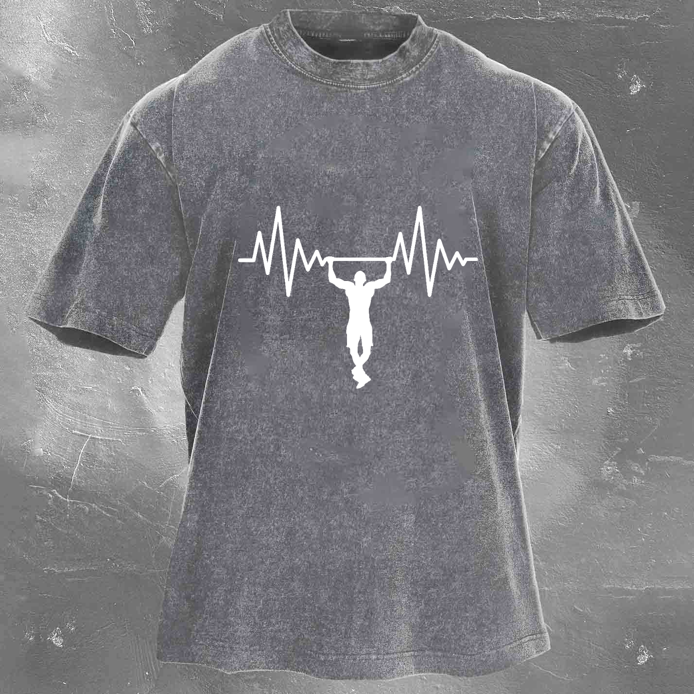 Personalized Fun Fitness Pattern Print Men's Washed T-shirt