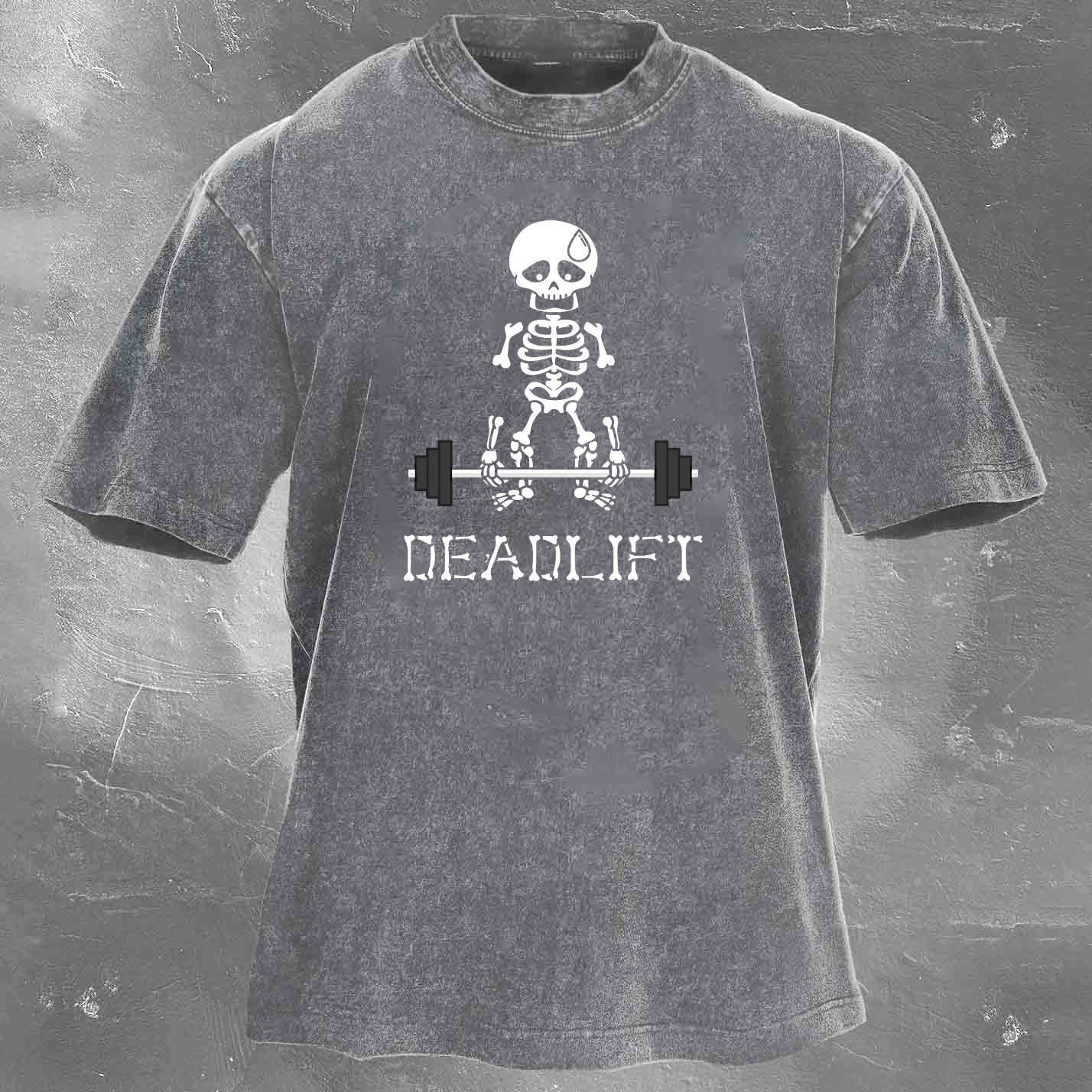 DEADLIFT Skeleton Men's washed T-shirt