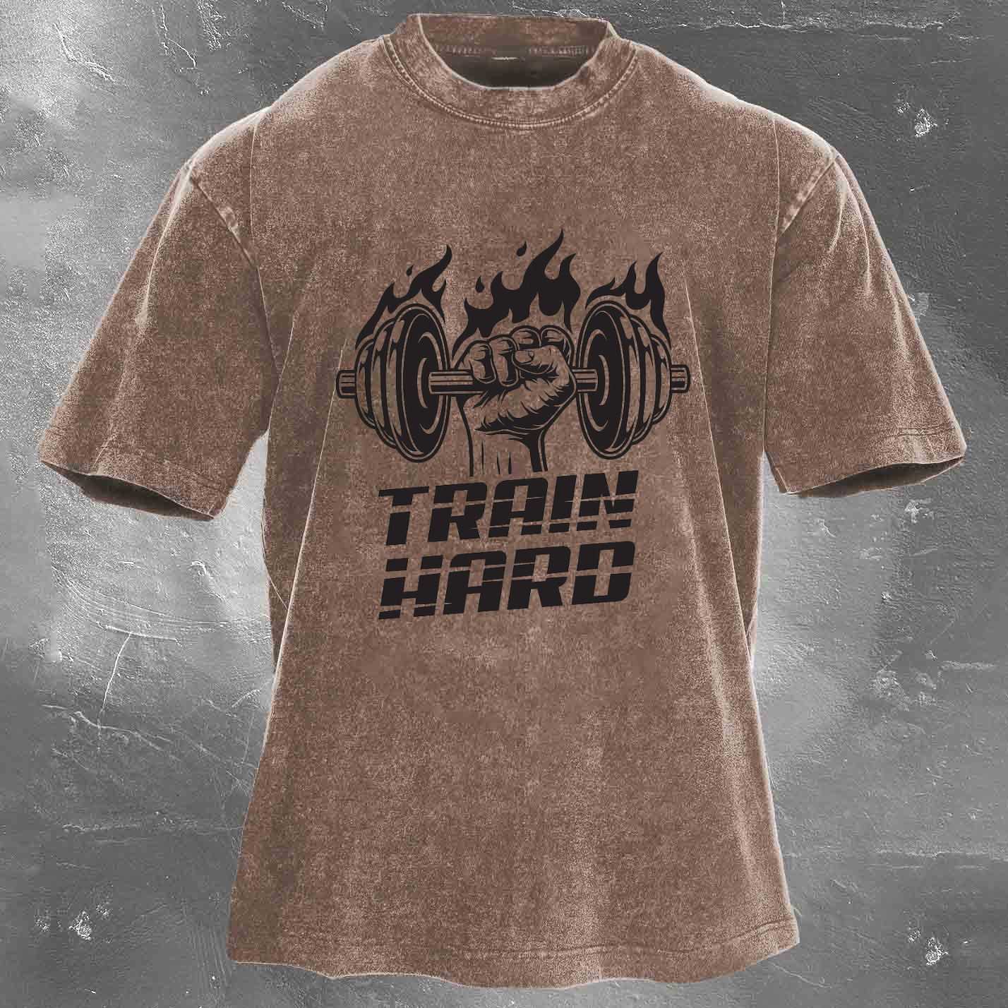 TRAIN HARD Men's Washed T-shirt