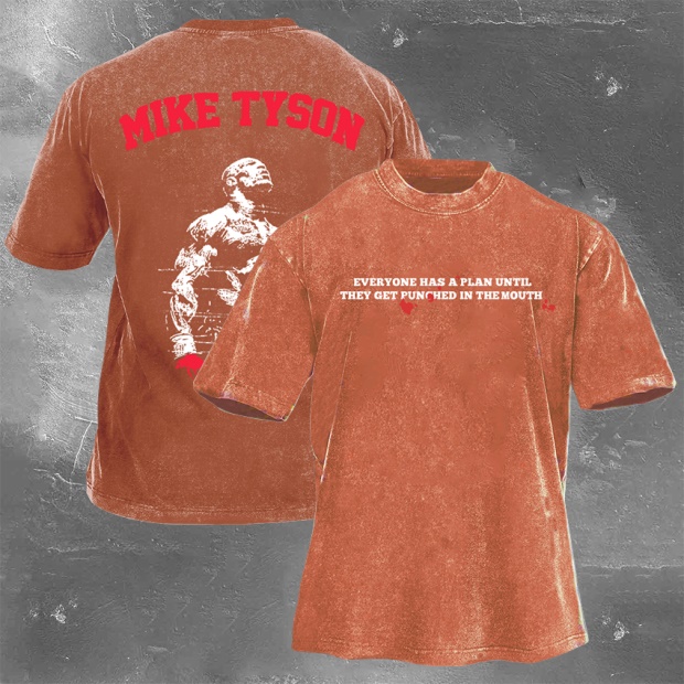 Classic Popular Boxing Star Print Washed Retro Short Sleeves 02