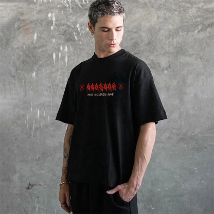 Dark Anime Print Pure Cotton Casual Short Sleeves 04