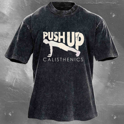 PUSHUP CALISTHENICS Men's washed T-shirt
