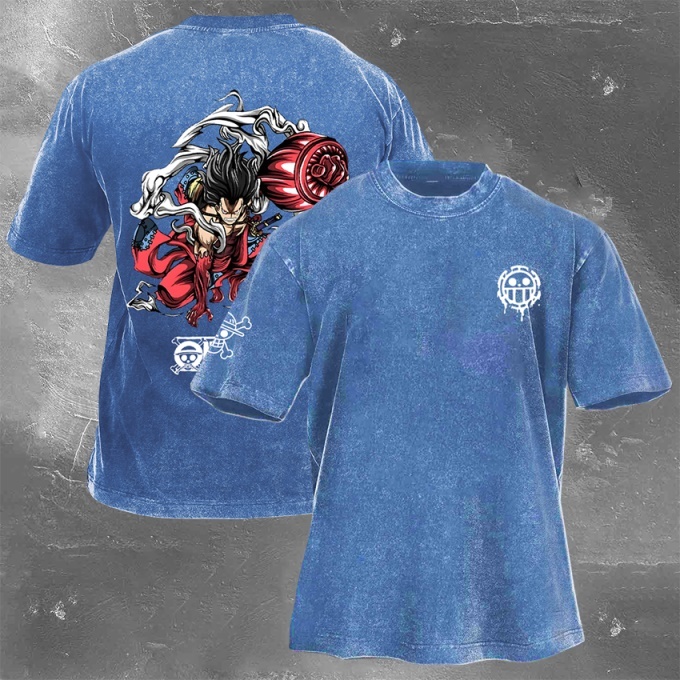 Classic Popular Anime Print Retro Washed Short Sleeves 01