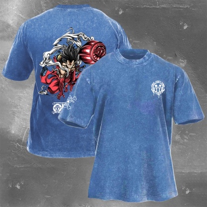 Classic Popular Anime Print Retro Washed Short Sleeves 01