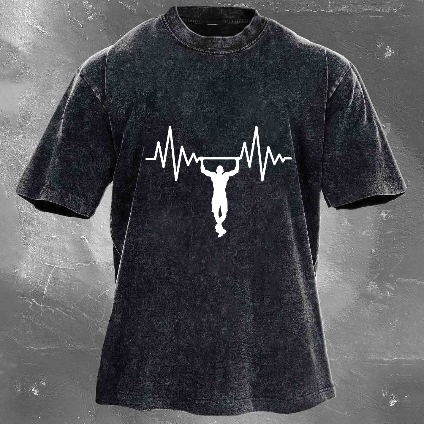 Personalized Fun Fitness Pattern Print Men's Washed T-shirt