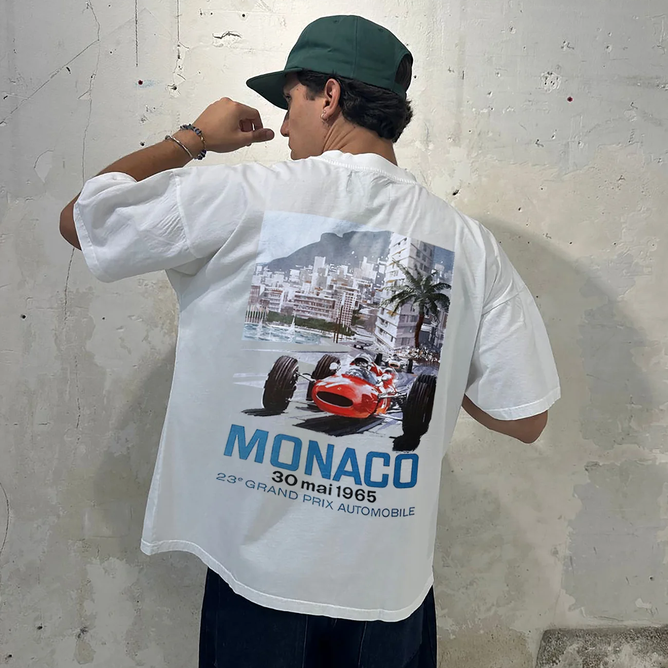 Casual Retro Street Car Printed Short Sleeve Crew Neck T-Shirt 109