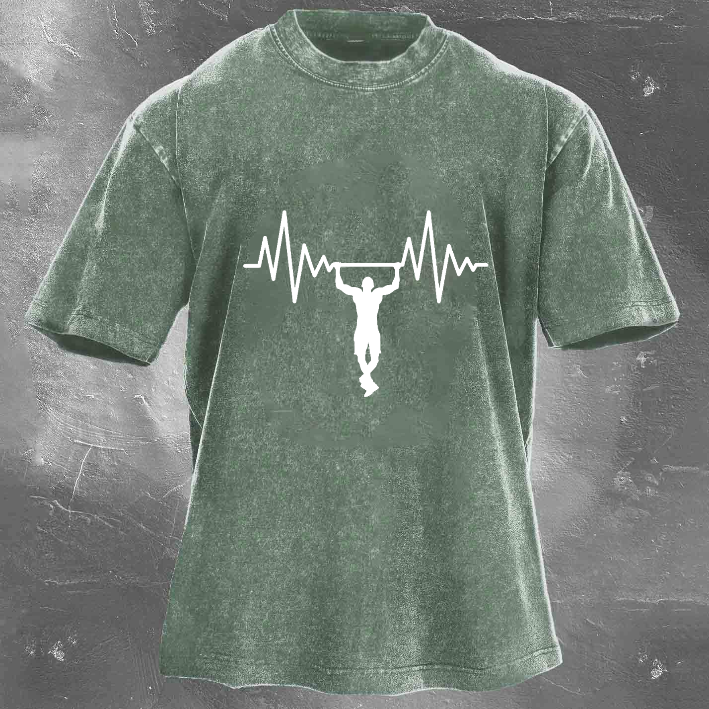 Personalized Fun Fitness Pattern Print Men's Washed T-shirt