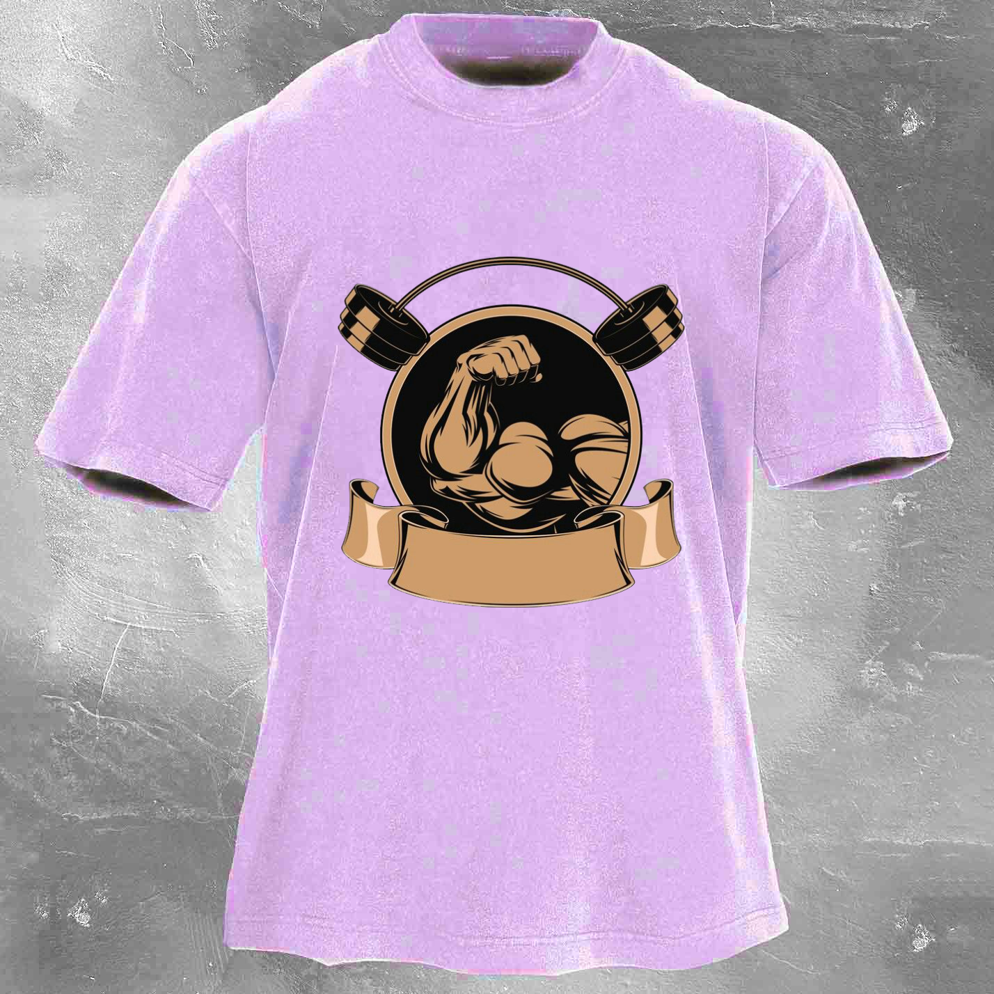 Personalized Fitness Pattern Printing Men's Washed T-shirt