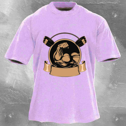 Personalized Fitness Pattern Printing Men's Washed T-shirt