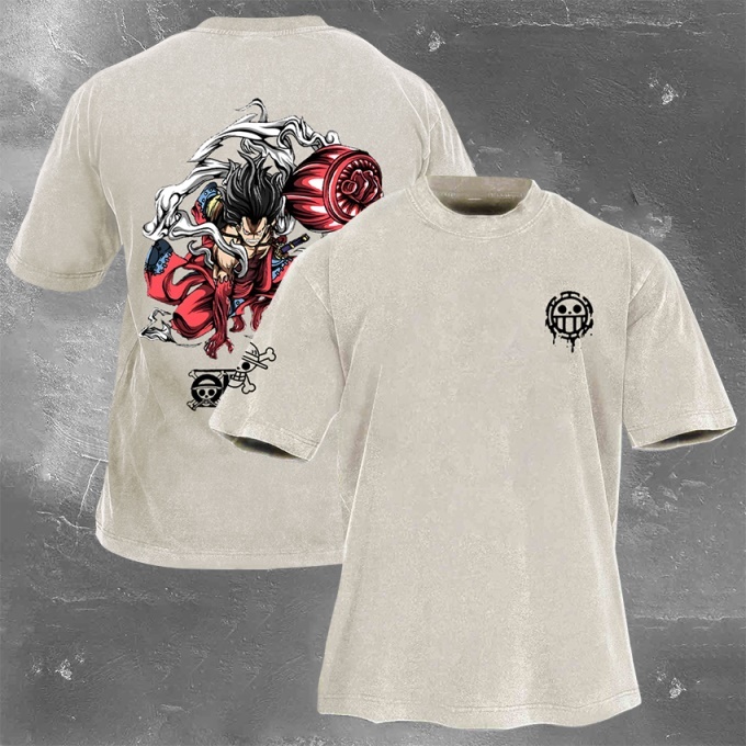 Classic Popular Anime Print Retro Washed Short Sleeves 01