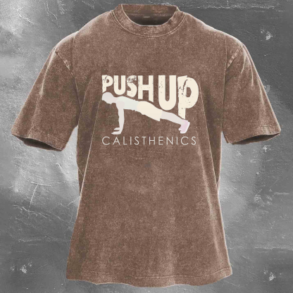 PUSHUP CALISTHENICS Men's washed T-shirt