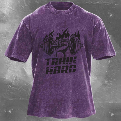 TRAIN HARD Men's Washed T-shirt