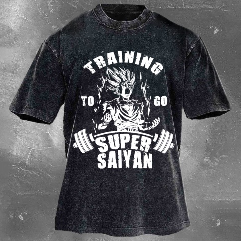 Fitness Print Washed Vintage Short Sleeves 18