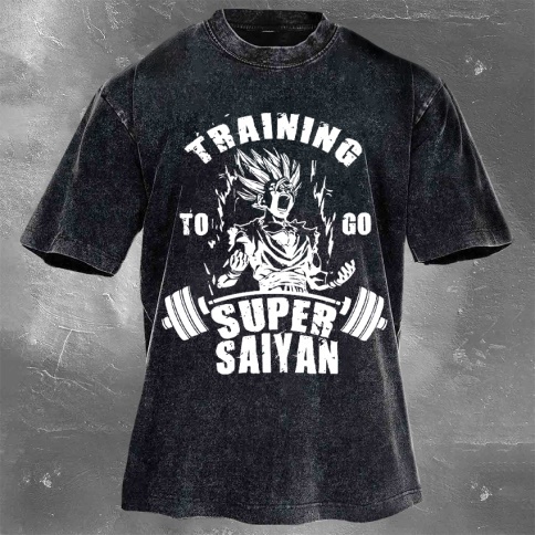 Fitness Print Washed Vintage Short Sleeves 18