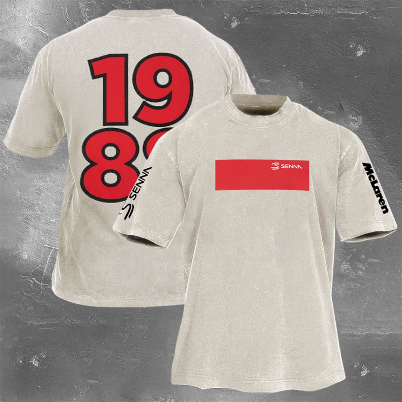 Popular Racing Driver Print Washed Retro Casual T-Shirt 02