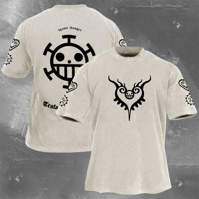 Classic Popular Anime Print Retro Washed Short Sleeves 02