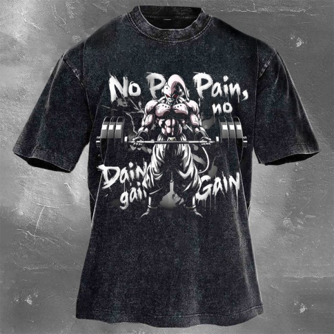 Fitness Print Washed Vintage Short Sleeves 21