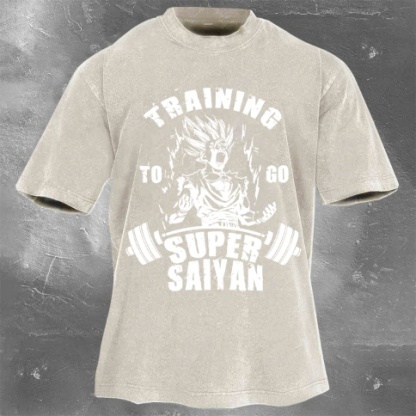 Fitness Print Washed Vintage Short Sleeves 18